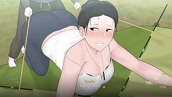 Extended footage of huge-chested mummy at summer camp with hottest buddy