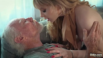 Nubile big-boobed ash-blonde gives a inhale fellate off to an elder stud and pleads for more until he shoots a fountain in her gullet