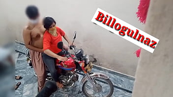Desi babe gets doggy style on a bike by her buddy