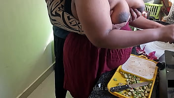 African wife of my acquaintance getting orally sated in the kitchen