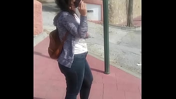 Public bus date with a bootylicious red-hot dark-haired offering a hand-job and unveiling her giant bosom