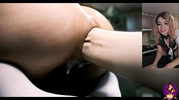 Russian webcam girl takes extreme ass-fuck play with long faux spunk-pump