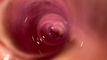 Mia's cock-squeezing and moist vulva masturbated with a semi-transparent faux penis
