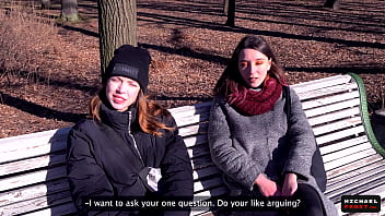 Experience the arouse of a gamble with unknown women in a public setting
