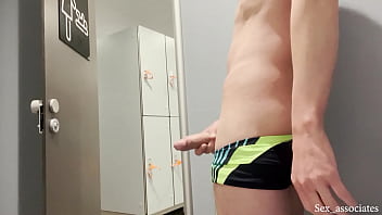 I reveal myself in a public swimming pool and a preggo dame assists me in orgasm