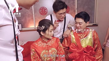 Intimate wedding vignette featuring Asian model Liang Yun Fei in mind-blowing stocking and large bosoms