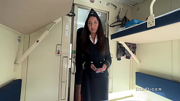 Young lady seduces conductor on train and has fucky-fucky during break
