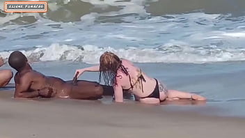Stranger on the beach allows Three-way with 2 damsels and average pink cigar